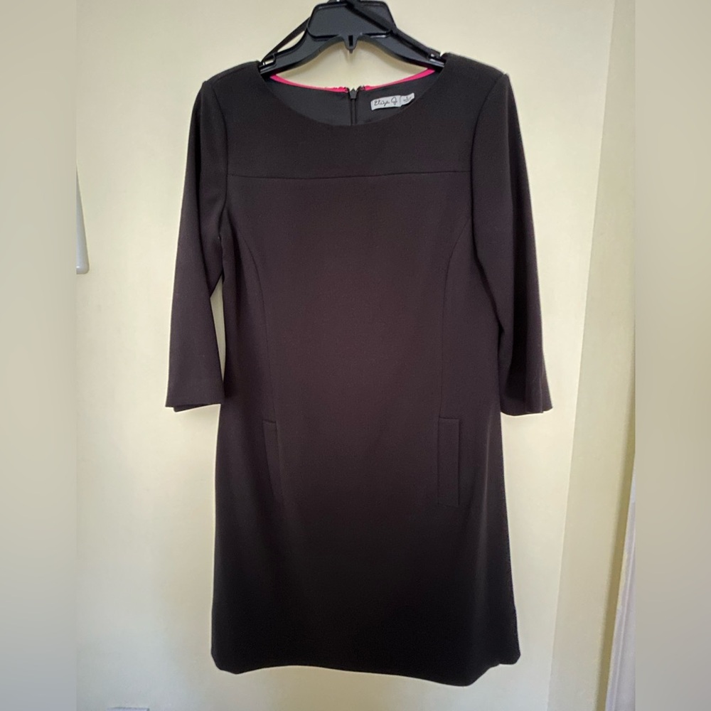 Black 3/4 sleeve A-line Dress